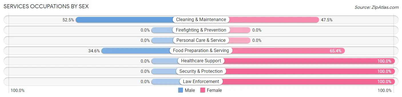 Services Occupations by Sex in Anahuac
