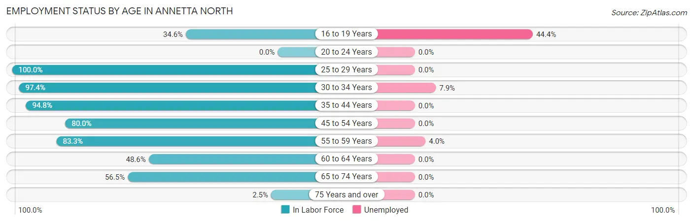 Employment Status by Age in Annetta North