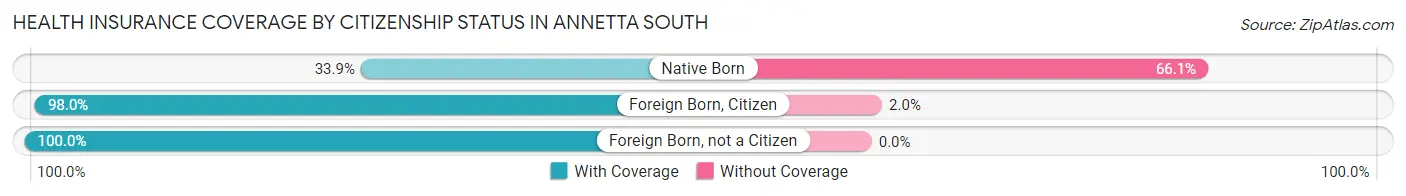 Health Insurance Coverage by Citizenship Status in Annetta South