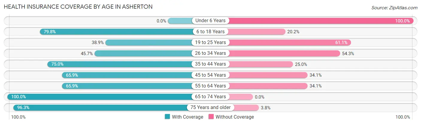 Health Insurance Coverage by Age in Asherton