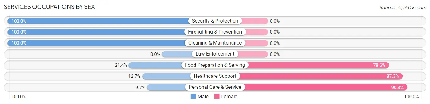 Services Occupations by Sex in Bellaire