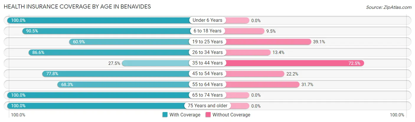 Health Insurance Coverage by Age in Benavides