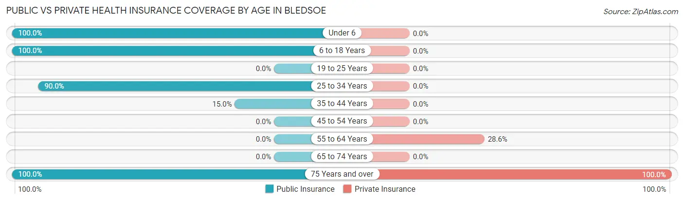 Public vs Private Health Insurance Coverage by Age in Bledsoe