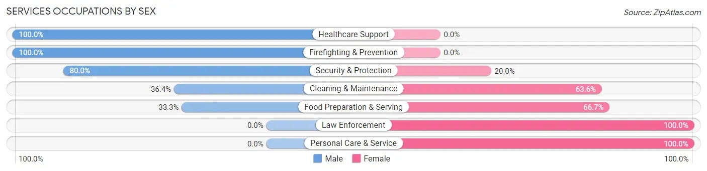 Services Occupations by Sex in Blooming Grove