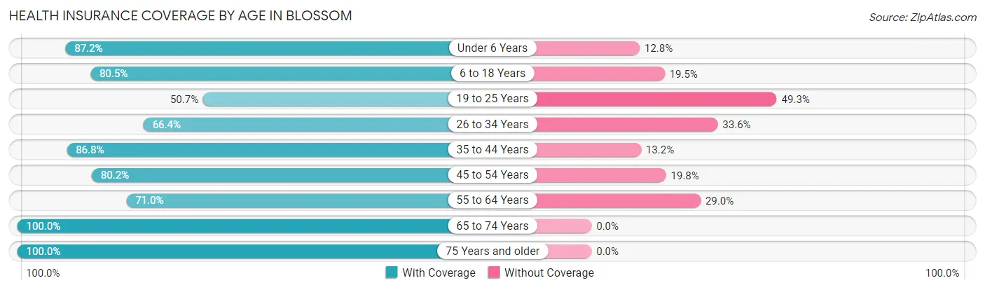 Health Insurance Coverage by Age in Blossom
