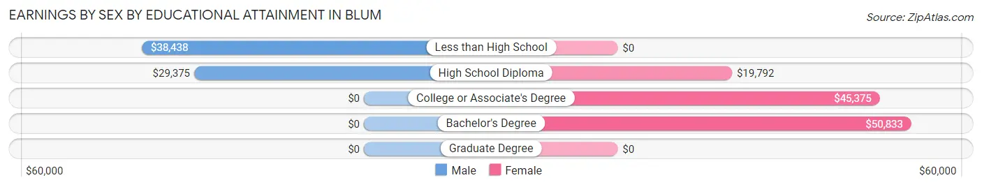 Earnings by Sex by Educational Attainment in Blum