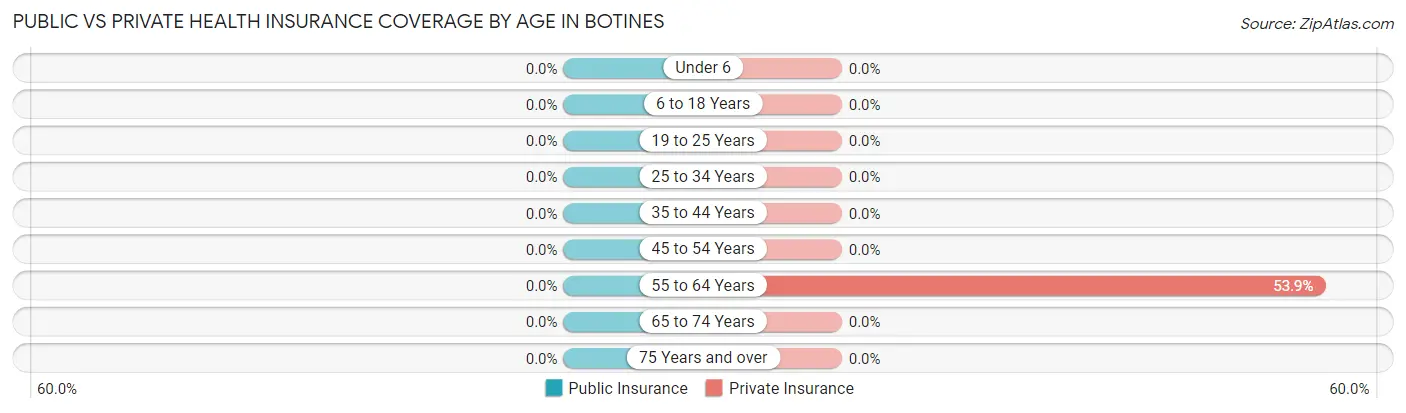 Public vs Private Health Insurance Coverage by Age in Botines