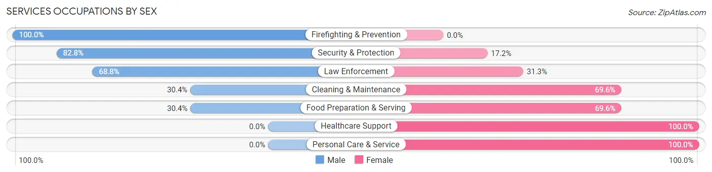 Services Occupations by Sex in Brazoria