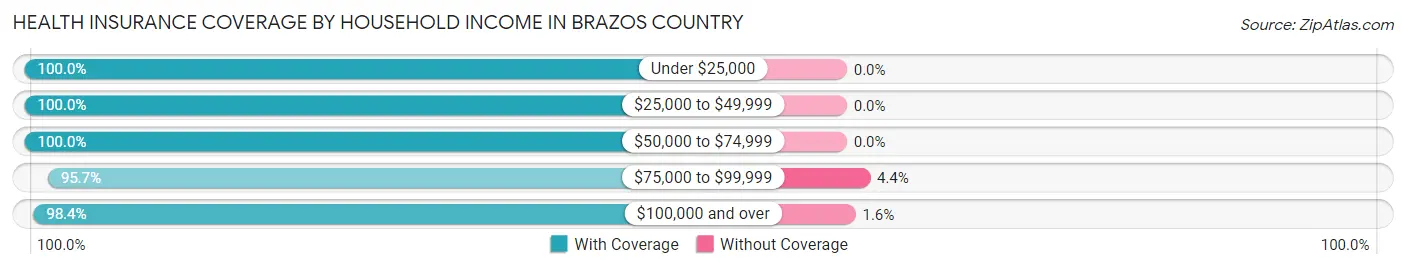 Health Insurance Coverage by Household Income in Brazos Country