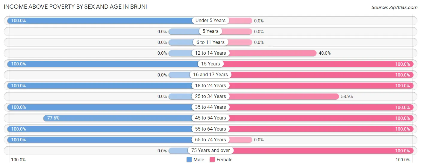 Income Above Poverty by Sex and Age in Bruni