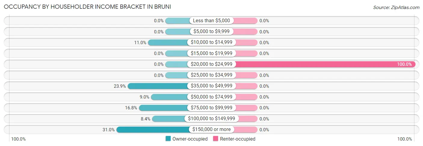 Occupancy by Householder Income Bracket in Bruni
