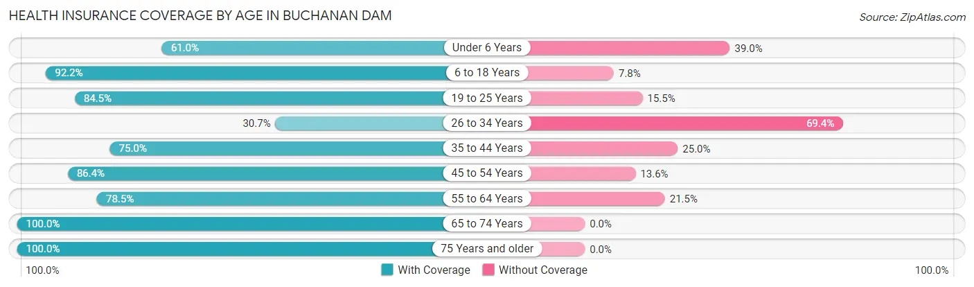 Health Insurance Coverage by Age in Buchanan Dam