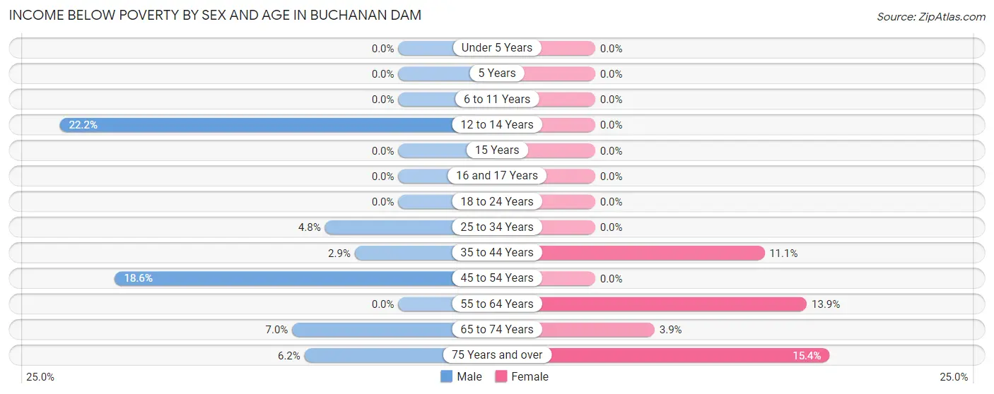 Income Below Poverty by Sex and Age in Buchanan Dam