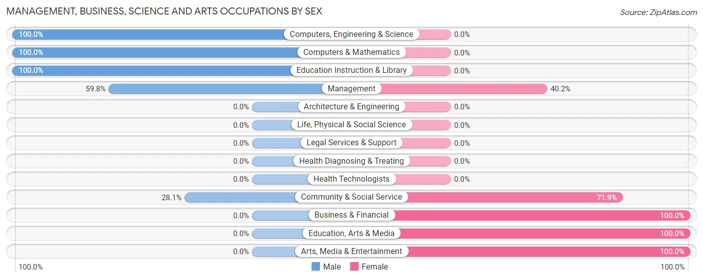 Management, Business, Science and Arts Occupations by Sex in Buchanan Dam