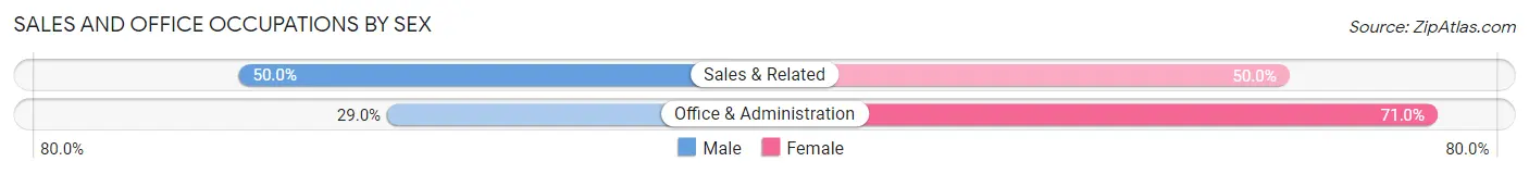Sales and Office Occupations by Sex in Buchanan Dam
