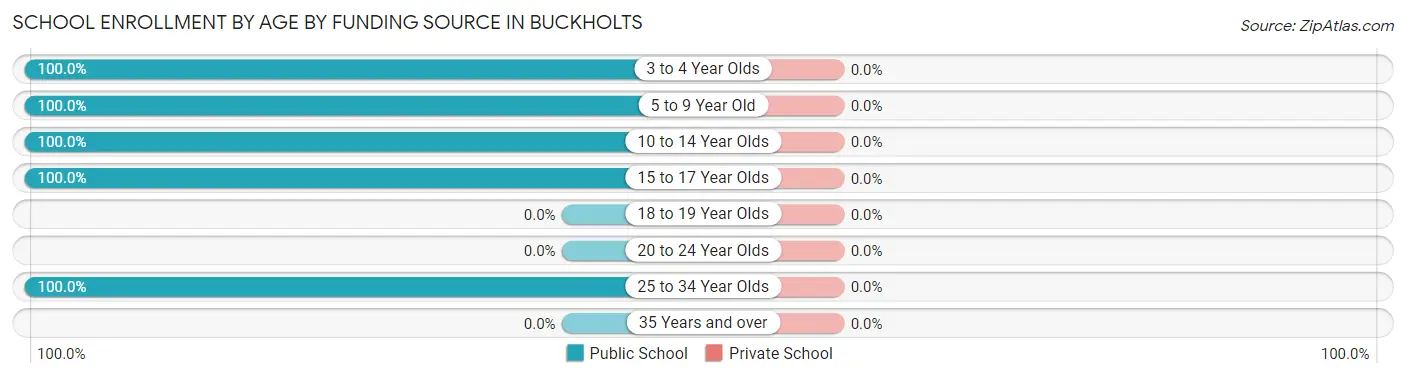 School Enrollment by Age by Funding Source in Buckholts