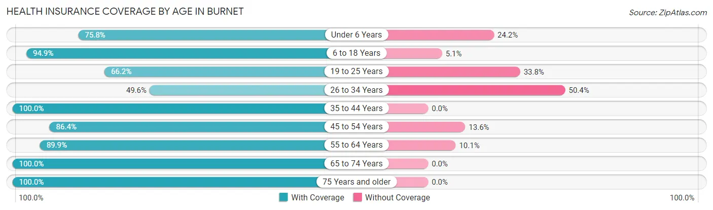 Health Insurance Coverage by Age in Burnet