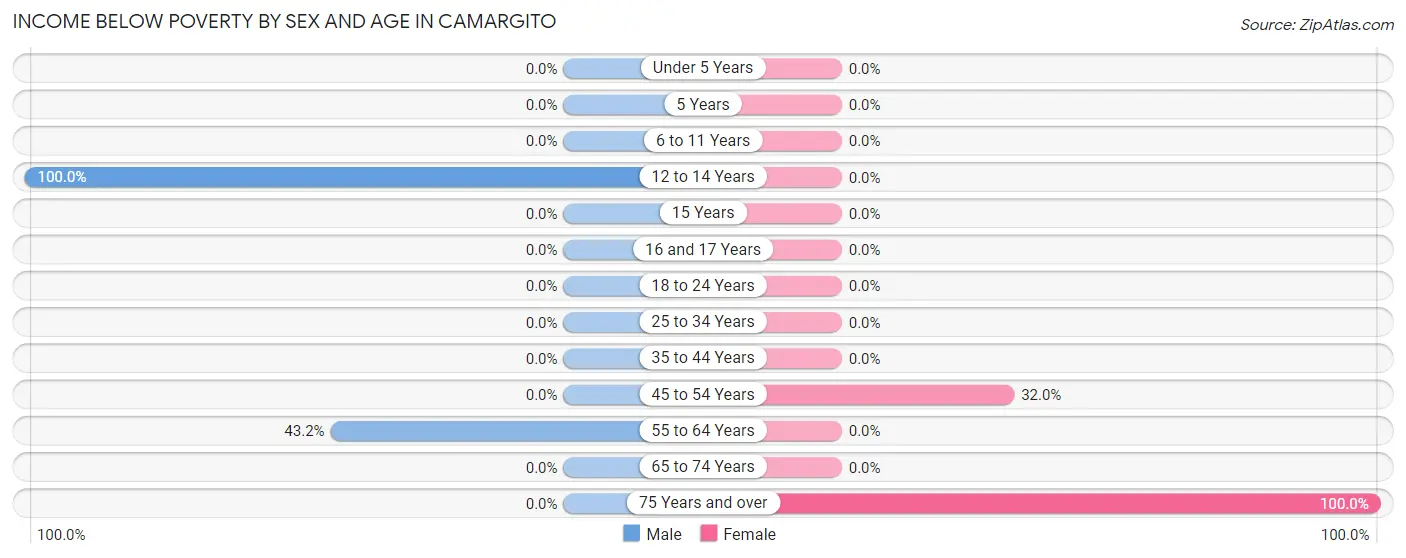 Income Below Poverty by Sex and Age in Camargito