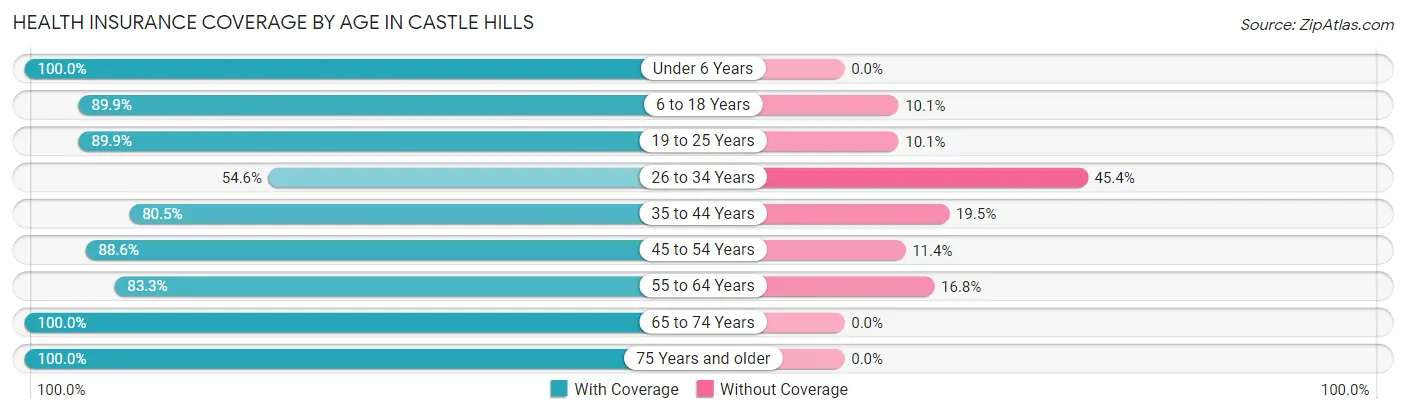 Health Insurance Coverage by Age in Castle Hills