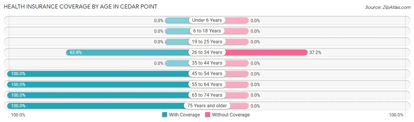Health Insurance Coverage by Age in Cedar Point
