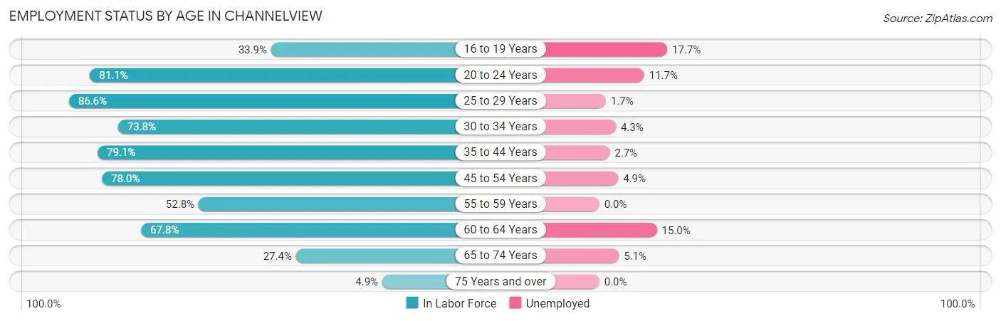 Employment Status by Age in Channelview