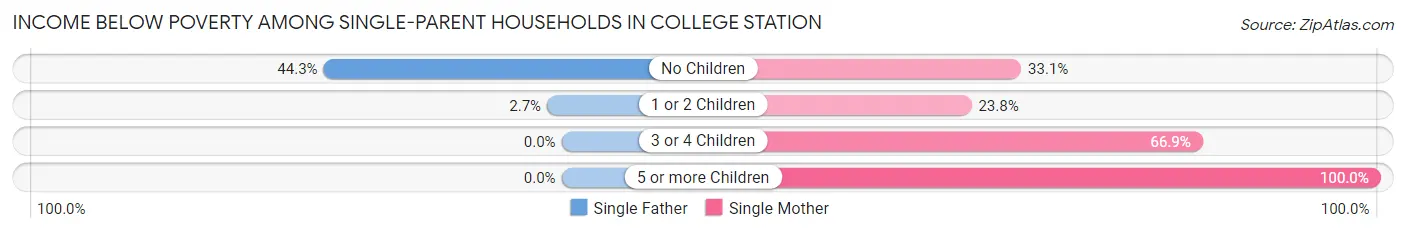 Income Below Poverty Among Single-Parent Households in College Station