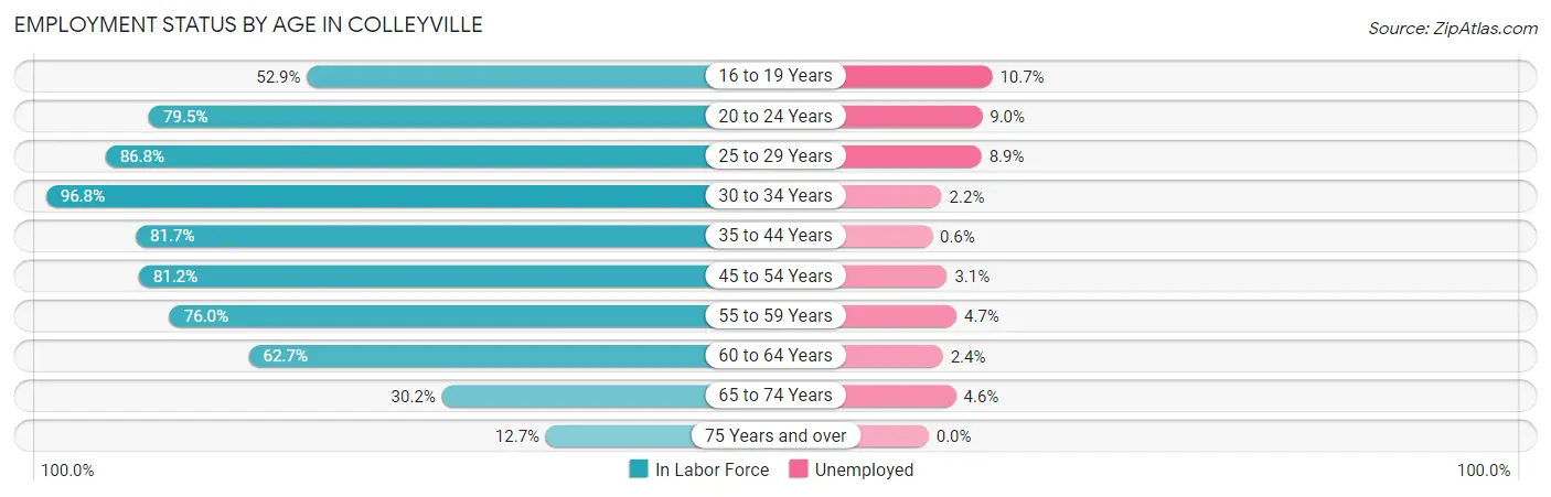 Employment Status by Age in Colleyville