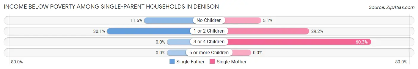 Income Below Poverty Among Single-Parent Households in Denison