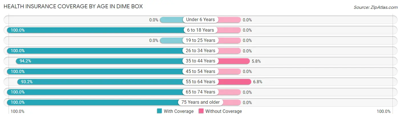 Health Insurance Coverage by Age in Dime Box