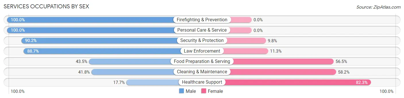 Services Occupations by Sex in Donna