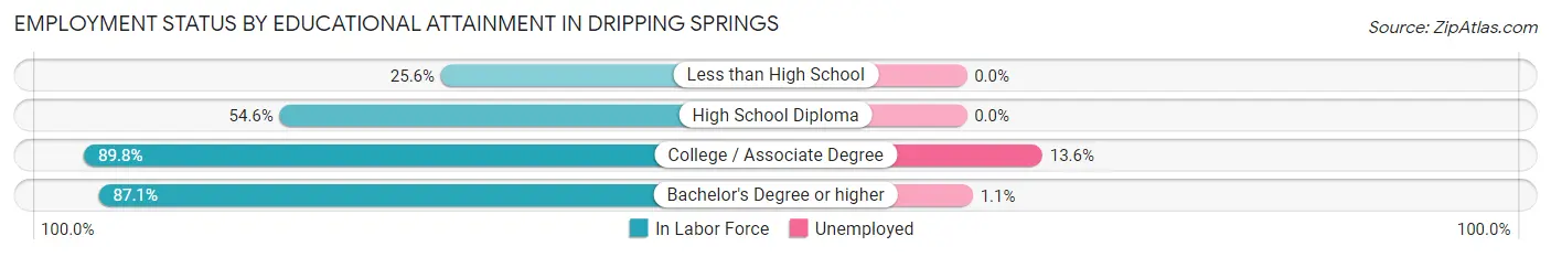 Employment Status by Educational Attainment in Dripping Springs