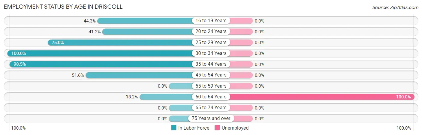 Employment Status by Age in Driscoll