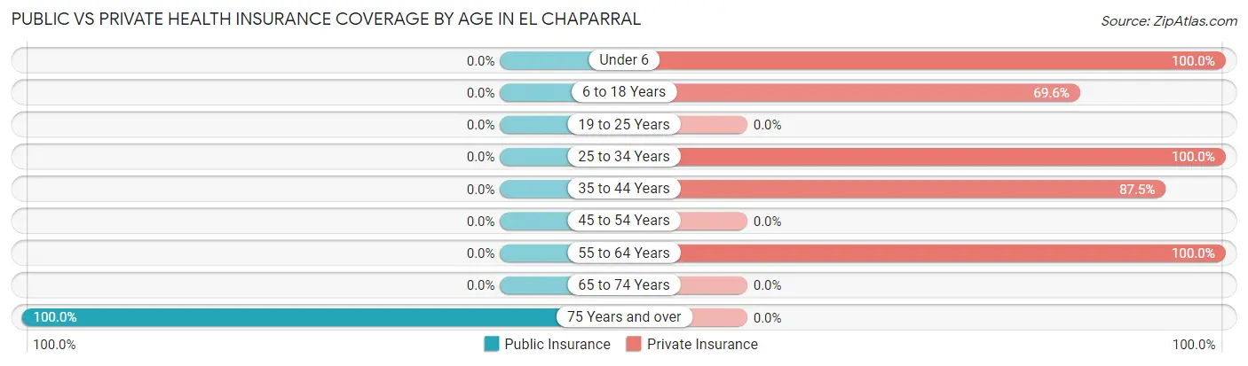 Public vs Private Health Insurance Coverage by Age in El Chaparral