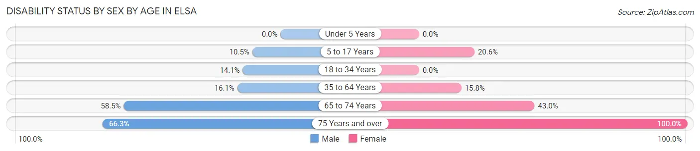 Disability Status by Sex by Age in Elsa
