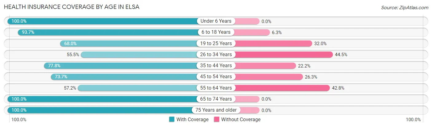 Health Insurance Coverage by Age in Elsa