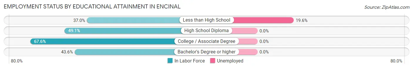 Employment Status by Educational Attainment in Encinal