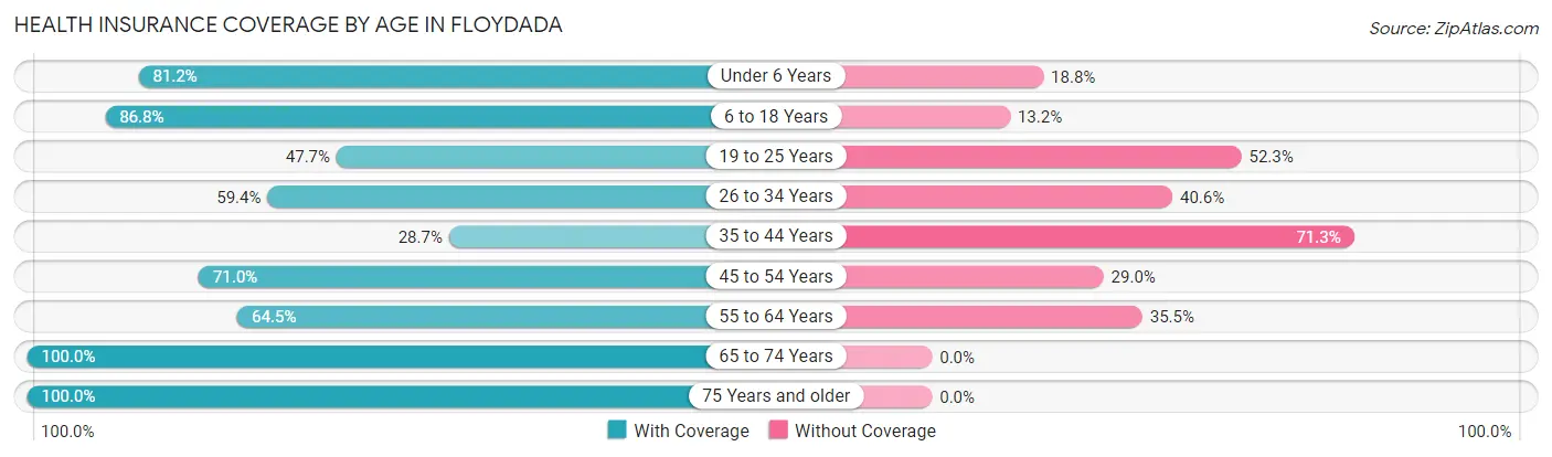 Health Insurance Coverage by Age in Floydada