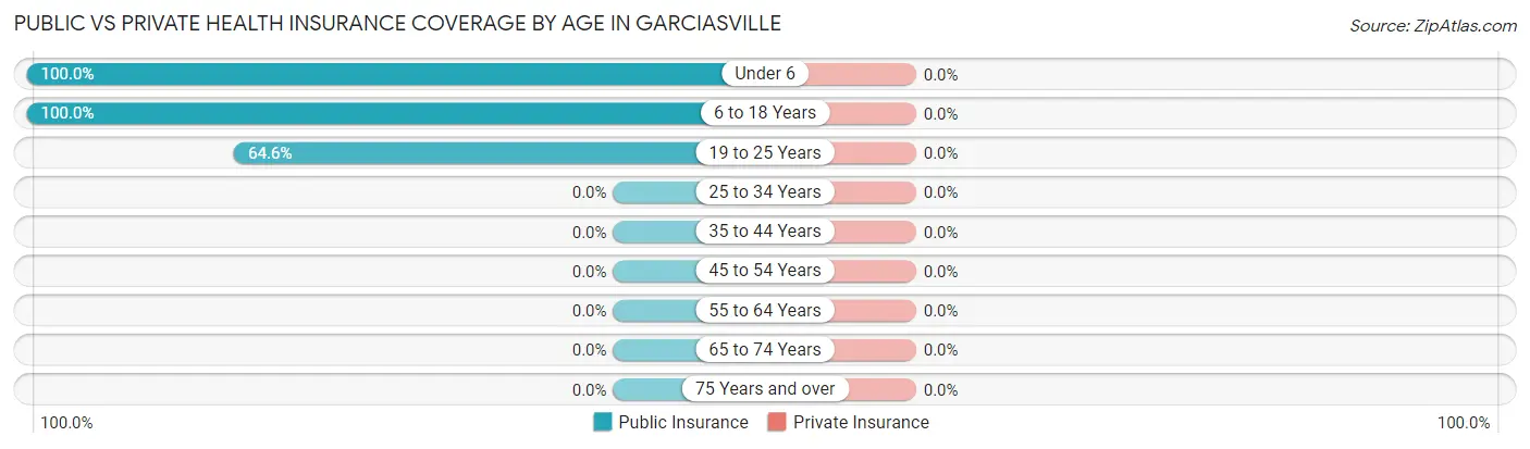 Public vs Private Health Insurance Coverage by Age in Garciasville