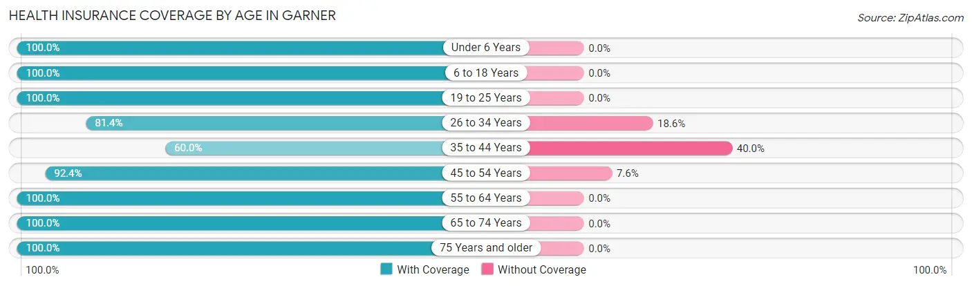 Health Insurance Coverage by Age in Garner