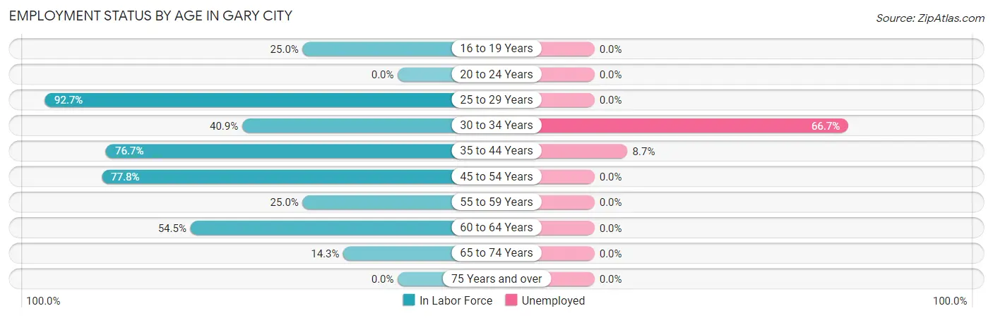 Employment Status by Age in Gary City