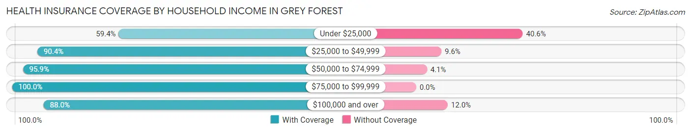 Health Insurance Coverage by Household Income in Grey Forest