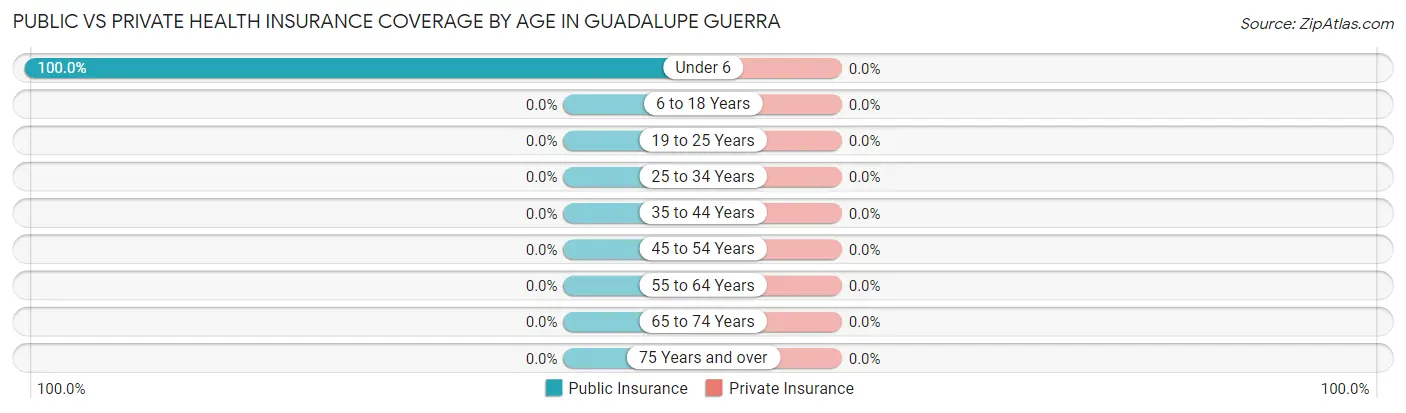Public vs Private Health Insurance Coverage by Age in Guadalupe Guerra