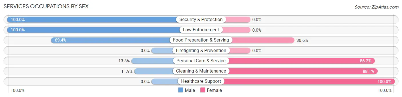 Services Occupations by Sex in Gunter