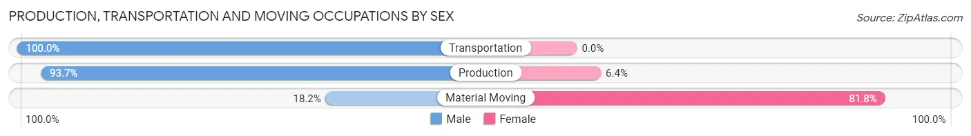 Production, Transportation and Moving Occupations by Sex in Hackberry