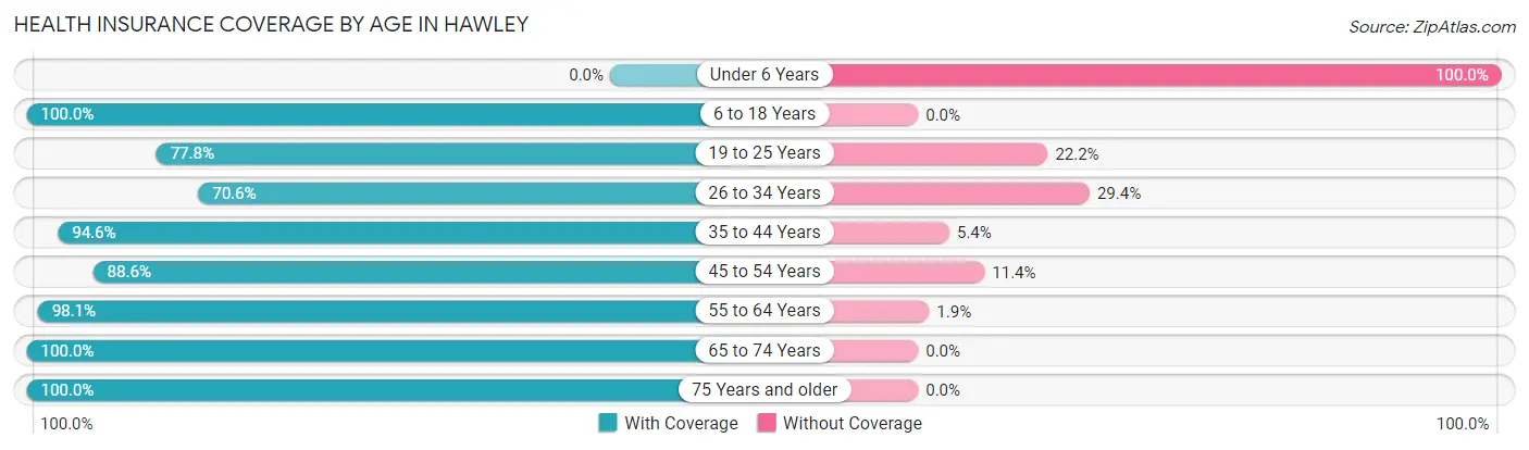 Health Insurance Coverage by Age in Hawley