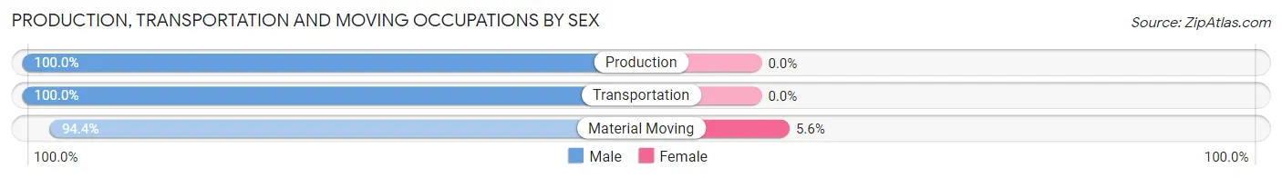 Production, Transportation and Moving Occupations by Sex in Heartland