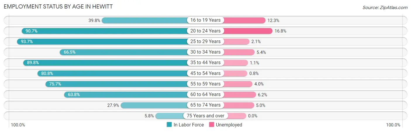 Employment Status by Age in Hewitt