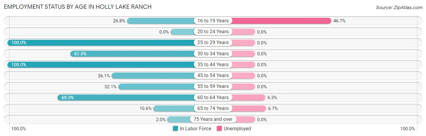Employment Status by Age in Holly Lake Ranch