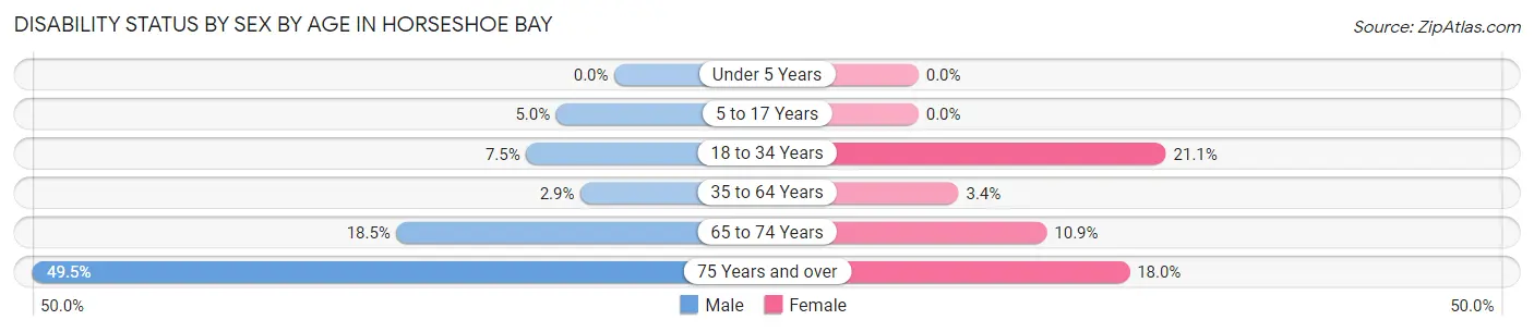Disability Status by Sex by Age in Horseshoe Bay