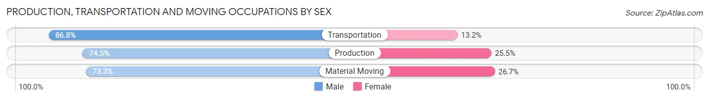 Production, Transportation and Moving Occupations by Sex in Houston